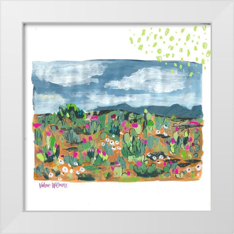 Cactus Landscape White Modern Wood Framed Art Print by Wieners, Valerie
