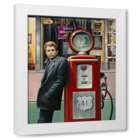 James Dean White Modern Wood Framed Art Print by Yellow Cafe
