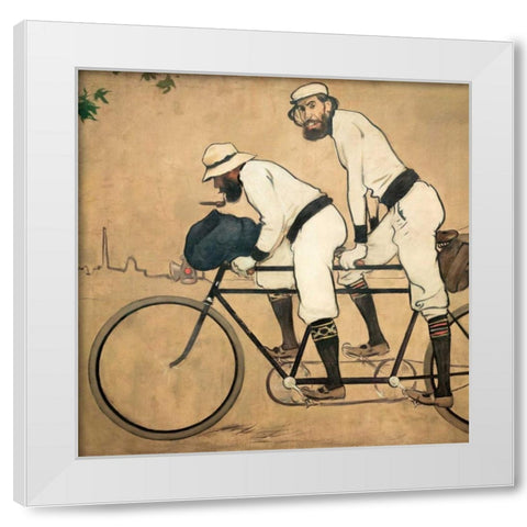 Ramon Casas and Pere Romeu on a Tandem White Modern Wood Framed Art Print by Casas, Ramon