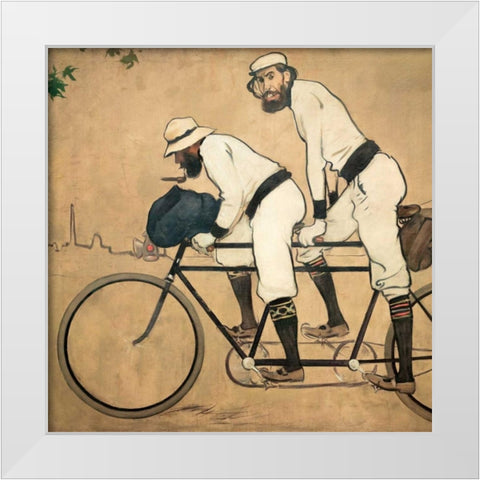 Ramon Casas and Pere Romeu on a Tandem White Modern Wood Framed Art Print by Casas, Ramon