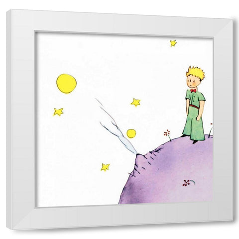 Petit Prince III White Modern Wood Framed Art Print by De Saint-Exupery, Antoine