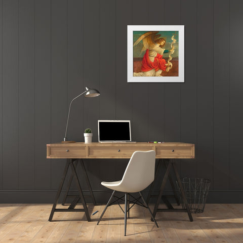 The Annunciation, The Angel Gabriel White Modern Wood Framed Art Print by Ferrari, Gaudenzio