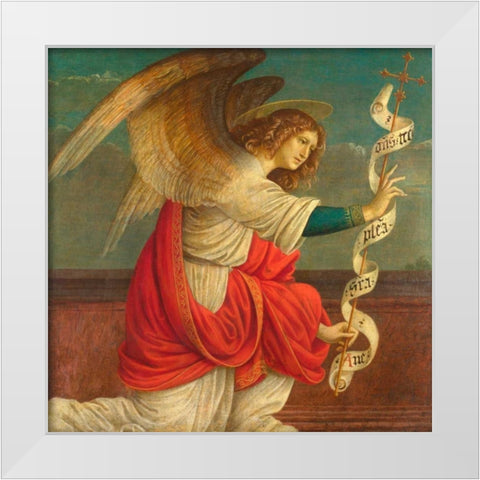 The Annunciation, The Angel Gabriel White Modern Wood Framed Art Print by Ferrari, Gaudenzio