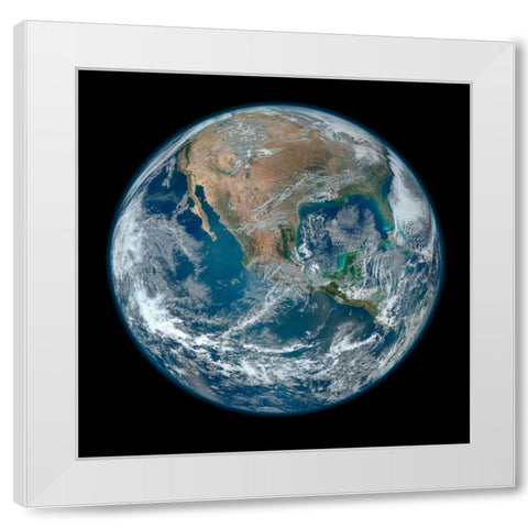 Earth White Modern Wood Framed Art Print by Nasa