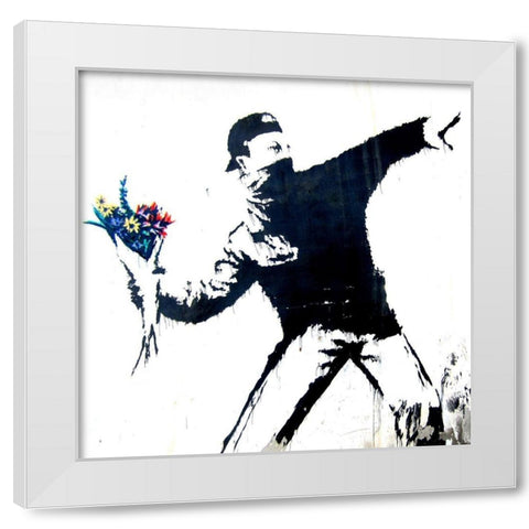 Bethlehem, Palestine (graffiti attributed to Banksy, detail) White Modern Wood Framed Art Print by Anonymous (attributed to Banksy)