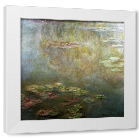 Water Lilies White Modern Wood Framed Art Print by Monet, Claude