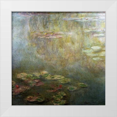 Water Lilies White Modern Wood Framed Art Print by Monet, Claude