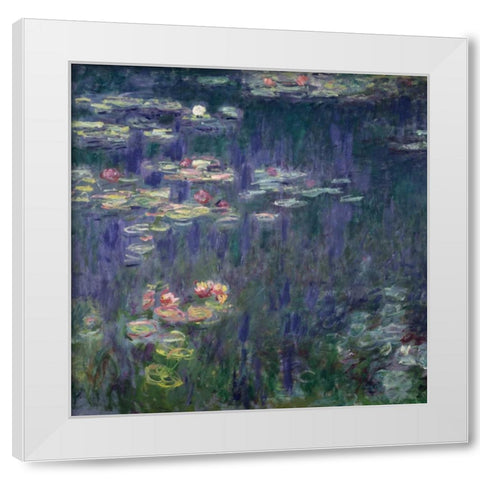 Waterlilies: Green Reflections (detail) White Modern Wood Framed Art Print by Monet, Claude