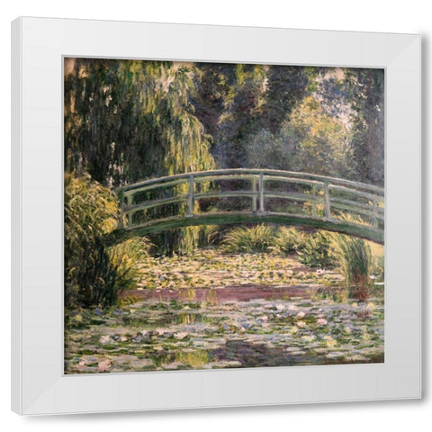 The Japanese Footbridge Giverny White Modern Wood Framed Art Print by Monet, Claude