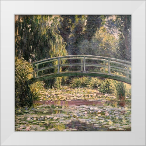 The Japanese Footbridge Giverny White Modern Wood Framed Art Print by Monet, Claude