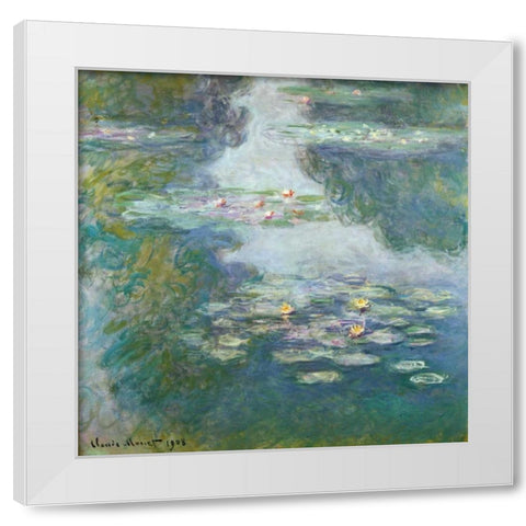 Waterlilies White Modern Wood Framed Art Print by Monet, Claude
