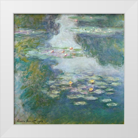 Waterlilies White Modern Wood Framed Art Print by Monet, Claude