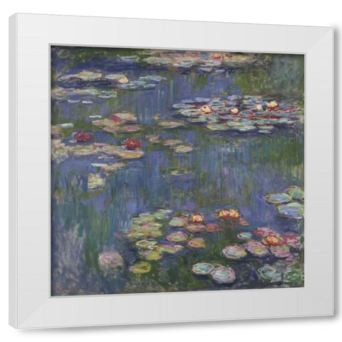 Water Lilies White Modern Wood Framed Art Print by Monet, Claude