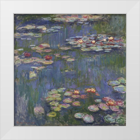Water Lilies White Modern Wood Framed Art Print by Monet, Claude
