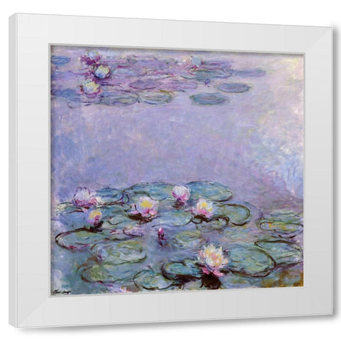 Water Lilies White Modern Wood Framed Art Print by Monet, Claude