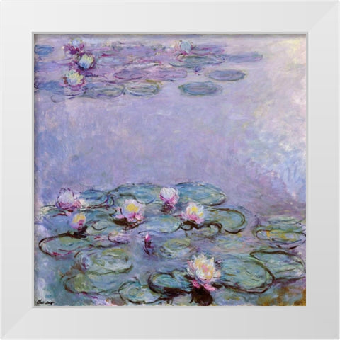 Water Lilies White Modern Wood Framed Art Print by Monet, Claude