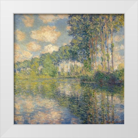 Poplars on the Epte White Modern Wood Framed Art Print by Monet, Claude