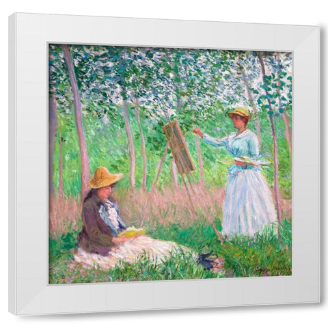 In the Woods at Giverny White Modern Wood Framed Art Print by Monet, Claude