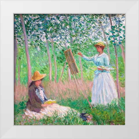In the Woods at Giverny White Modern Wood Framed Art Print by Monet, Claude