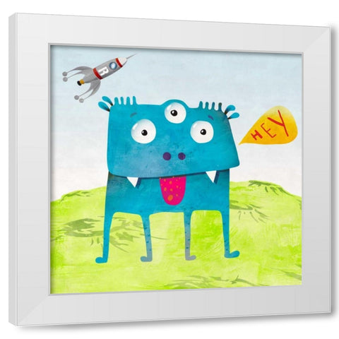 Alien Friend #3 White Modern Wood Framed Art Print by Teller, Skip