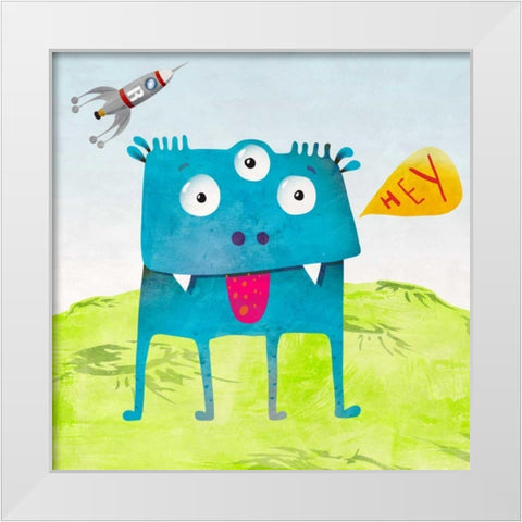 Alien Friend #3 White Modern Wood Framed Art Print by Teller, Skip