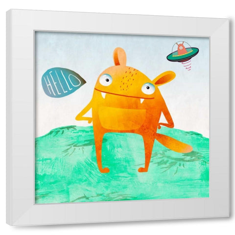 Alien Friend #4 White Modern Wood Framed Art Print by Teller, Skip