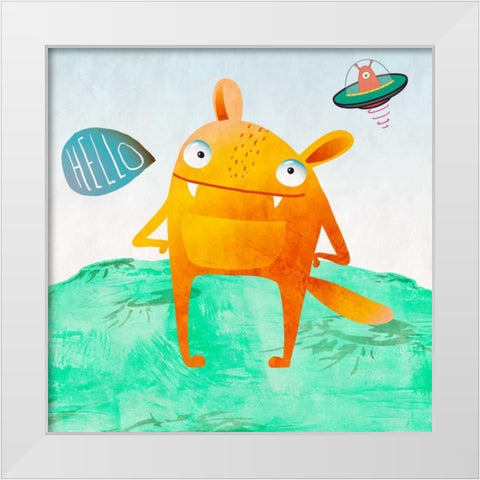 Alien Friend #4 White Modern Wood Framed Art Print by Teller, Skip