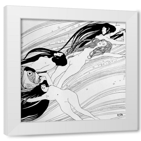 Untitled White Modern Wood Framed Art Print by Klimt, Gustav