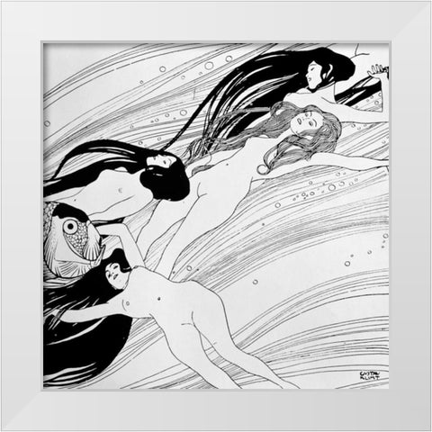 Untitled White Modern Wood Framed Art Print by Klimt, Gustav