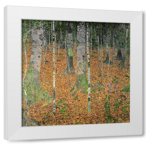 The Birch Wood White Modern Wood Framed Art Print by Klimt, Gustav