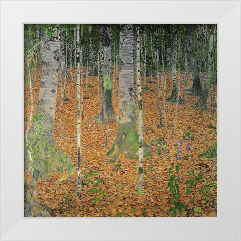 The Birch Wood White Modern Wood Framed Art Print by Klimt, Gustav