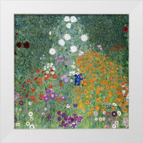 Farmers Garden White Modern Wood Framed Art Print by Klimt, Gustav