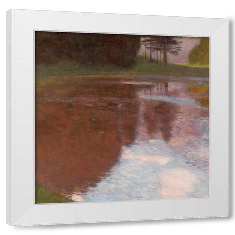 Tranquil pond near Salzburg White Modern Wood Framed Art Print by Klimt, Gustav