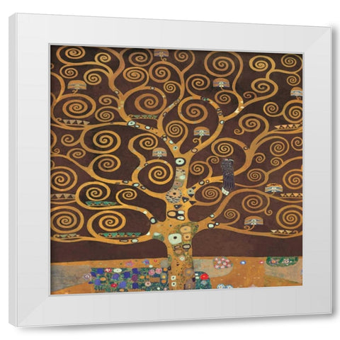 Tree of Life-Brown II White Modern Wood Framed Art Print by Klimt, Gustav