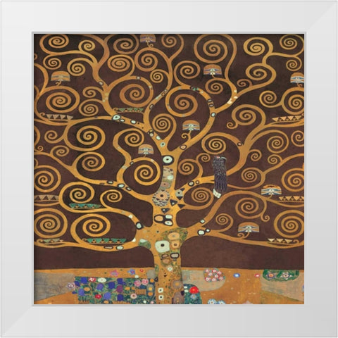 Tree of Life-Brown II White Modern Wood Framed Art Print by Klimt, Gustav