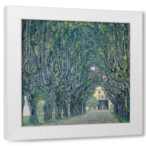 Allee im Park von Schloss Kammer White Modern Wood Framed Art Print by Klimt, Gustav