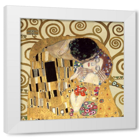 The Kiss White Modern Wood Framed Art Print by Klimt, Gustav