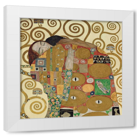 The Embrace White Modern Wood Framed Art Print by Klimt, Gustav