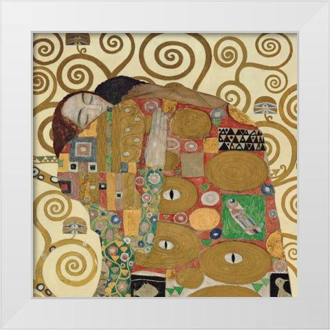 The Embrace White Modern Wood Framed Art Print by Klimt, Gustav