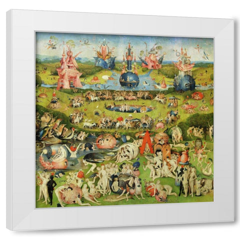 The Garden of Earthly Delights II White Modern Wood Framed Art Print by Bosch, Hieronymus