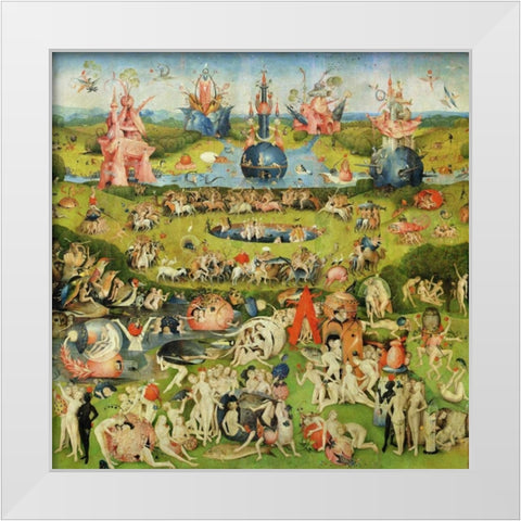 The Garden of Earthly Delights II White Modern Wood Framed Art Print by Bosch, Hieronymus