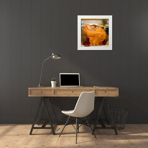 Flaming June White Modern Wood Framed Art Print by Leighton, Frederic