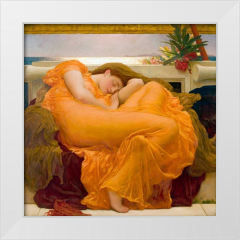 Flaming June White Modern Wood Framed Art Print by Leighton, Frederic