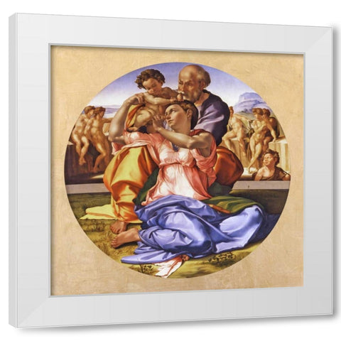 Tondo Doni White Modern Wood Framed Art Print by Buonarroti, Michelangelo
