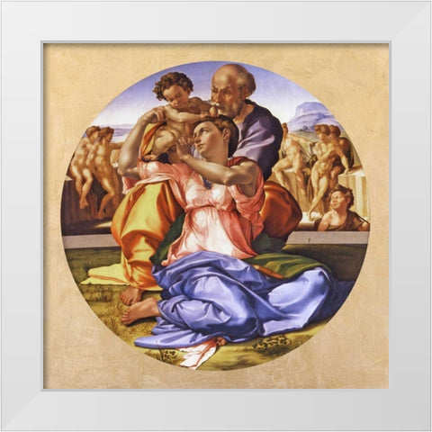 Tondo Doni White Modern Wood Framed Art Print by Buonarroti, Michelangelo