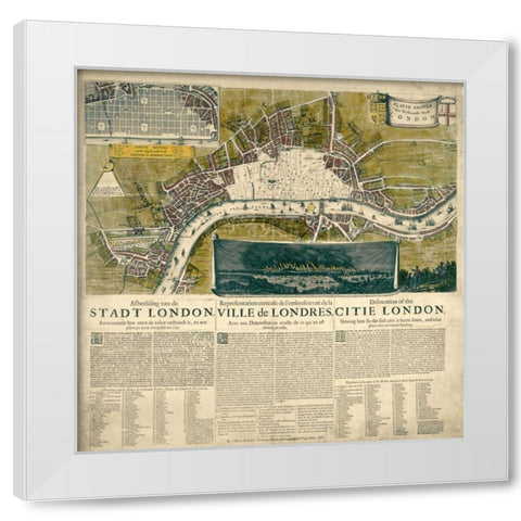 Map of London, 1666 White Modern Wood Framed Art Print by Anonymous