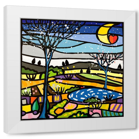 Notte serena White Modern Wood Framed Art Print by Wallas