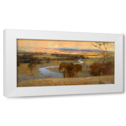 Still glides the stream, and shall for ever glide White Modern Wood Framed Art Print by Streeton, Arthur