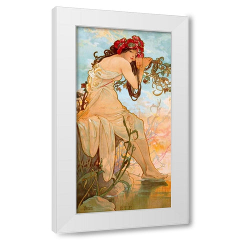 ete White Modern Wood Framed Art Print by Mucha, Alphonse