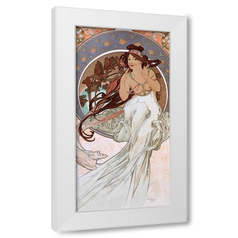 La-musique White Modern Wood Framed Art Print by Mucha, Alphonse